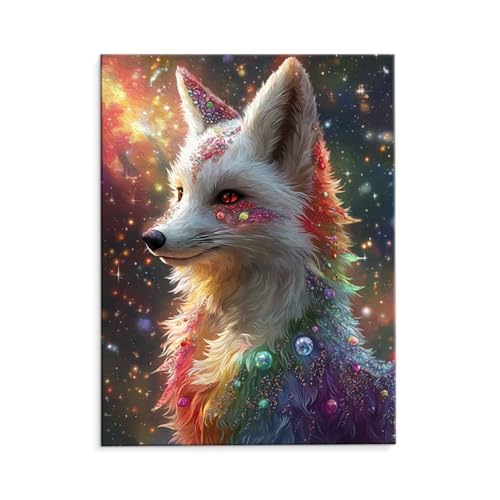 Malen Nach Zahlen Erwachsene Paint by Numbers Adults DIY Ölgemälde Leinwand Set mit 3 Pinsel und Acrylfarben für Home Weihnachten Deko Geburtstag Geschenk - 70 x 90 cm Ohne Rahmen (Weißer Fuchs) t-17 von QIANLUOO