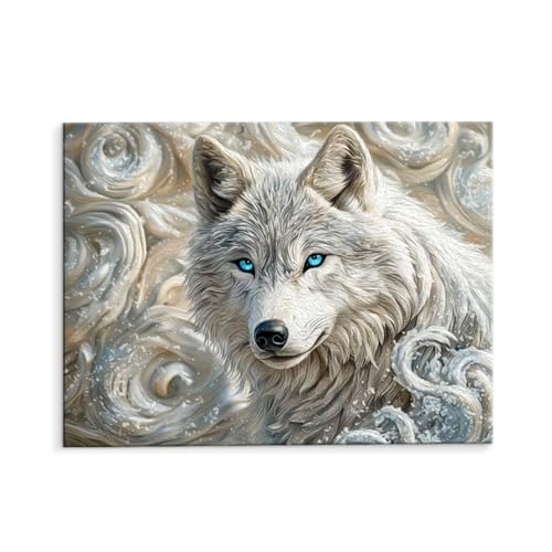 Malen Nach Zahlen Erwachsene Paint by Numbers Adults DIY Ölgemälde Leinwand Set mit 3 Pinsel und Acrylfarben für Home Weihnachten Deko Geburtstag Geschenk - 70 x 90 cm Ohne Rahmen (Weißer Wolf) t-21 von QIANLUOO