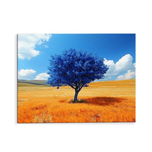 Malen Nach Zahlen Erwachsene Paint by Numbers Adults DIY Ölgemälde Leinwand Set mit 3 Pinsel und Acrylfarben für Home Weihnachten Deko Geburtstag Geschenk - 80 x 110 cm Ohne Rahmen (Blauer Baum) t-569 von QIANLUOO