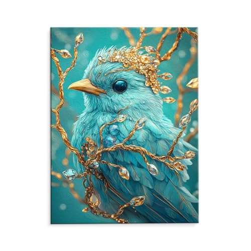 Malen Nach Zahlen Erwachsene Paint by Numbers Adults DIY Ölgemälde Leinwand Set mit 3 Pinsel und Acrylfarben für Home Weihnachten Deko Geburtstag Geschenk - 80 x 110 cm Ohne Rahmen (Blauer Vogel) t568 von QIANLUOO