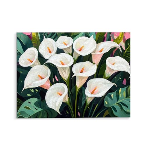 Malen Nach Zahlen Erwachsene Paint by Numbers Adults DIY Ölgemälde Leinwand Set mit 3 Pinsel und Acrylfarben für Home Weihnachten Deko Geburtstag Geschenk - 80 x 110 cm Ohne Rahmen (Calla Lilie) t-613 von QIANLUOO