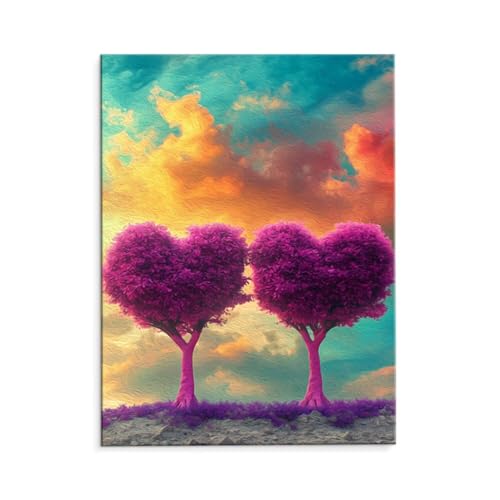 Malen Nach Zahlen Erwachsene Paint by Numbers Adults DIY Ölgemälde Leinwand Set mit 3 Pinsel und Acrylfarben für Home Weihnachten Deko Geburtstag Geschenk - 80 x 110 cm Ohne Rahmen (Der Liebesbaum) t9 von QIANLUOO