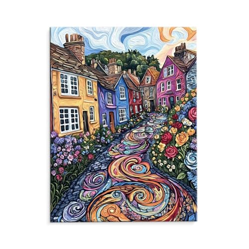 Malen Nach Zahlen Erwachsene Paint by Numbers Adults DIY Ölgemälde Leinwand Set mit 3 Pinsel und Acrylfarben für Home Weihnachten Deko Geburtstag Geschenk - 80 x 110 cm Ohne Rahmen (Farbe Stadt) t-76 von QIANLUOO