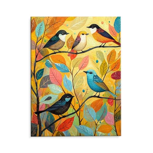 Malen Nach Zahlen Erwachsene Paint by Numbers Adults DIY Ölgemälde Leinwand Set mit 3 Pinsel und Acrylfarben für Home Weihnachten Deko Geburtstag Geschenk - 80 x 110 cm Ohne Rahmen (Farbige Vögel) t69 von QIANLUOO