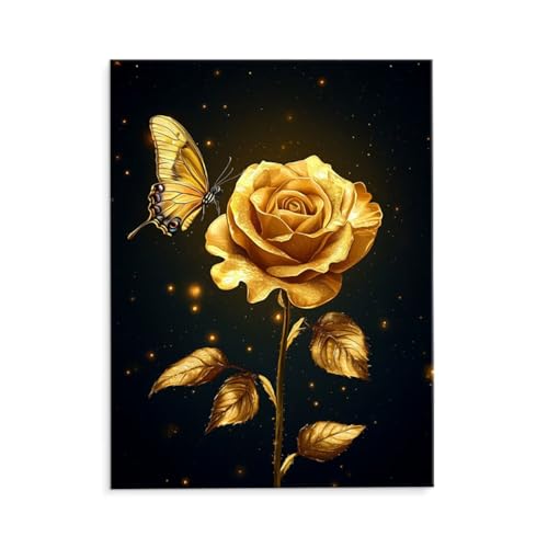 Malen Nach Zahlen Erwachsene Paint by Numbers Adults DIY Ölgemälde Leinwand Set mit 3 Pinsel und Acrylfarben für Home Weihnachten Deko Geburtstag Geschenk - 80 x 110 cm Ohne Rahmen (Gelbe Rose) t-457 von QIANLUOO