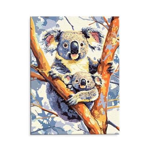 Malen Nach Zahlen Erwachsene Paint by Numbers Adults DIY Ölgemälde Leinwand Set mit 3 Pinsel und Acrylfarben für Home Weihnachten Deko Geburtstag Geschenk - 80 x 110 cm Ohne Rahmen (Koala) t-520 von QIANLUOO