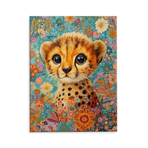 Malen Nach Zahlen Erwachsene Paint by Numbers Adults DIY Ölgemälde Leinwand Set mit 3 Pinsel und Acrylfarben für Home Weihnachten Deko Geschenk - 50 x 70 cm Ohne Rahmen (Tiere Leoparden) t-161 von QIANLUOO