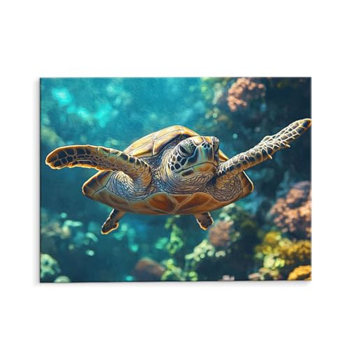 Malen Nach Zahlen Erwachsene Paint by Numbers Adults DIY Ölgemälde Leinwand Set mit 3 Pinsel und Acrylfarben für Home Weihnachten Deko Geschenk - 50 x 70 cm Ohne Rahmen (Tiere Schildkröten) t-157 von QIANLUOO