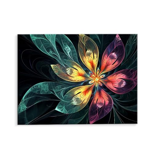Malen Nach Zahlen Erwachsene Paint by Numbers Adults DIY Ölgemälde Leinwand Set mit 3 Pinsel und Acrylfarben für Home Weihnachten Deko Geschenk - 70 x 90 cm Ohne Rahmen (Fantasy Blumen) t-664 von QIANLUOO