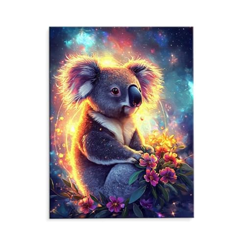 Malen Nach Zahlen Erwachsene Paint by Numbers Adults DIY Ölgemälde Leinwand Set mit 3 Pinsel und Acrylfarben für Home Weihnachten Deko Geschenk - 70 x 90 cm Ohne Rahmen (Koala Sternenhimmel) t-521 von QIANLUOO