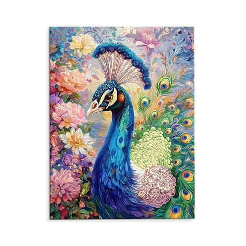 Malen Nach Zahlen Erwachsene Paint by Numbers Adults DIY Ölgemälde Leinwand Set mit 3 Pinsel und Acrylfarben für Home Weihnachten Deko Geschenk - 80 x 110 cm Ohne Rahmen (Blumen Pfauen) t-428 von QIANLUOO