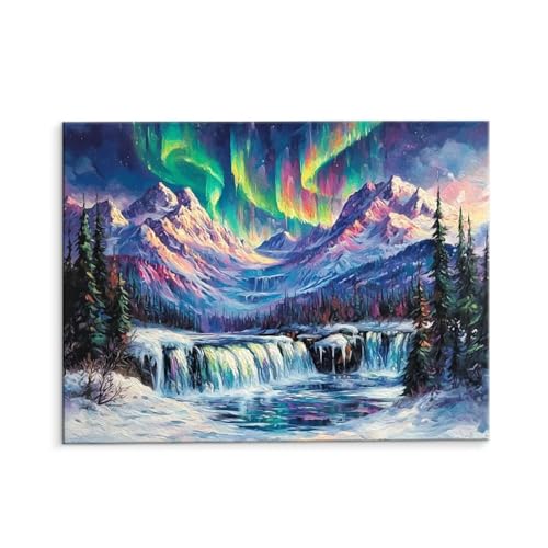 Malen Nach Zahlen Erwachsene Paint by Numbers Adults DIY Ölgemälde Leinwand Set mit 3 Pinsel und Acrylfarben für Home Weihnachten Deko Geschenk - 80 x 110 cm Ohne Rahmen (Den Aurora Falls) t-477 von QIANLUOO