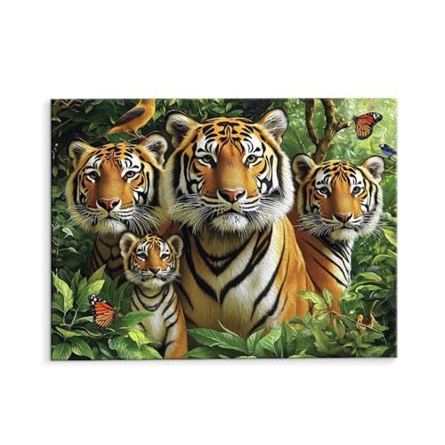 Malen Nach Zahlen Erwachsene Paint by Numbers Adults DIY Ölgemälde Leinwand Set mit 3 Pinsel und Acrylfarben für Home Weihnachten Deko Geschenk - 80 x 110 cm Ohne Rahmen (Dschungel Tiger) t-125 von QIANLUOO