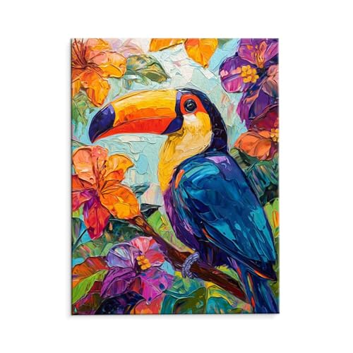 Malen Nach Zahlen Erwachsene Paint by Numbers Adults DIY Ölgemälde Leinwand Set mit 3 Pinsel und Acrylfarben für Home Weihnachten Deko Geschenk - 80 x 110 cm Ohne Rahmen (Großer Mundvogel) t-129 von QIANLUOO