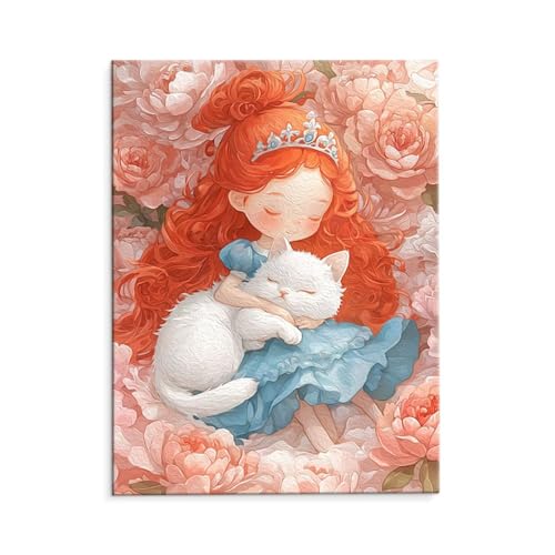 Malen Nach Zahlen Erwachsene Paint by Numbers Adults DIY Ölgemälde Leinwand Set mit 3 Pinsel und Acrylfarben für Home Weihnachten Deko Geschenk - 80 x 110 cm Ohne Rahmen (Mädchen Katze) t-725 von QIANLUOO