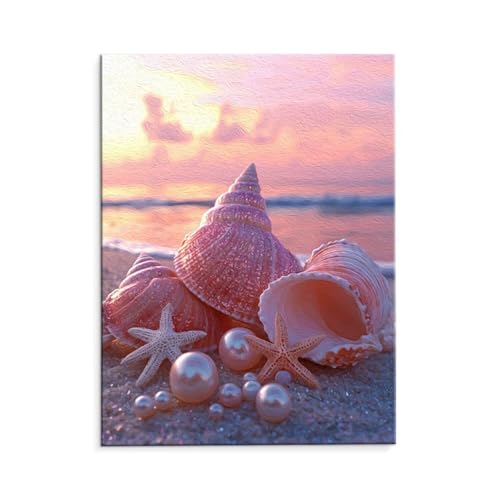 Malen Nach Zahlen Erwachsene Paint by Numbers Adults DIY Ölgemälde Leinwand Set mit 3 Pinsel und Acrylfarben für Home Weihnachten Deko Geschenk - 80 x 110 cm Ohne Rahmen (Muschel Seestern) t-41 von QIANLUOO