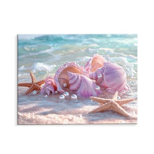 Malen Nach Zahlen Erwachsene Paint by Numbers Adults DIY Ölgemälde Leinwand Set mit 3 Pinsel und Acrylfarben für Home Weihnachten Deko Geschenk - 80 x 110 cm Ohne Rahmen (Muscheln Seestern) t-40 von QIANLUOO