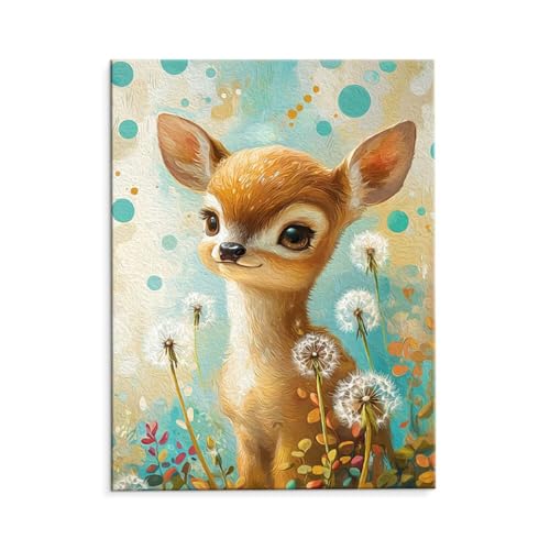 Malen Nach Zahlen Erwachsene Paint by Numbers Adults DIY Ölgemälde Leinwand Set mit 3 Pinsel und Acrylfarben für Home Weihnachten Deko Geschenk - 80 x 110 cm Ohne Rahmen (Niedlich Hirsch) t-545 von QIANLUOO