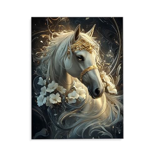 Malen Nach Zahlen Erwachsene Paint by Numbers Adults DIY Ölgemälde Leinwand Set mit 3 Pinsel und Acrylfarben für Home Weihnachten Deko Geschenk - 80 x 110 cm Ohne Rahmen (Pferde Blumen) t-612 von QIANLUOO