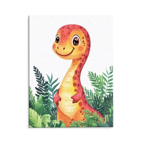 Malen Nach Zahlen Erwachsene Paint by Numbers Adults DIY Ölgemälde Leinwand Set mit 3 Pinsel und Acrylfarben für Home Weihnachten Deko Geschenk - 80 x 110 cm Ohne Rahmen (Süße Dinosaurier) t-533 von QIANLUOO