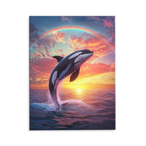 Malen Nach Zahlen Erwachsene Regenbogenwal, Malen Nach Zahlen Kits mit Pinseln und Acrylfarben, DIY Ölgemälde Set Malen Basteln Leinwand Anfänger, Als Geschenk für Wanddeko, 60 x 80 cm (ungerahmt) y47 Malen Nach Zahlen Erwachsene Regenbogenwal, Malen Nach Zahlen Kits mit Pinseln und Acrylfarben, DIY Ölgemälde Set Malen Basteln Leinwand Anfänger, Als Geschenk für Wanddeko, 60 x 80 cm (ungerahmt) y47 von QIANLUOO