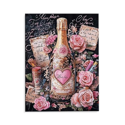 Malen Nach Zahlen Erwachsene Rose Champagner, Malen Nach Zahlen Kits mit Pinseln und Acrylfarben, DIY Ölgemälde Set Malen Basteln Leinwand Anfänger, für Wohnzimmer Wanddeko 50 x 70 cm (ungerahmt) y646 von QIANLUOO