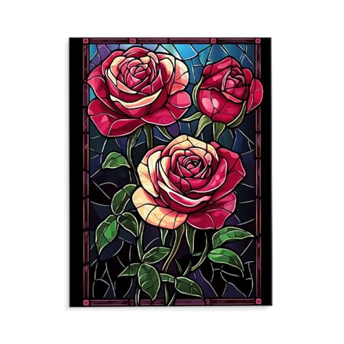 Malen Nach Zahlen Erwachsene Rose Rot, Malen Nach Zahlen Kits mit Pinseln und Acrylfarben, DIY Ölgemälde Set Malen Basteln Leinwand Anfänger, Als Geschenk für Wanddeko, 80 x 110 cm (ungerahmt) y-634 von QIANLUOO