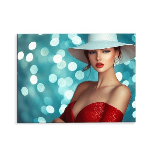 Malen Nach Zahlen Erwachsene Schöne Frau, Malen Nach Zahlen Kits mit Pinseln und Acrylfarben, DIY Ölgemälde Set Malen Basteln Leinwand Anfänger, Als Geschenk für Wanddeko, 80 x 110 cm (ungerahmt) y651 von QIANLUOO