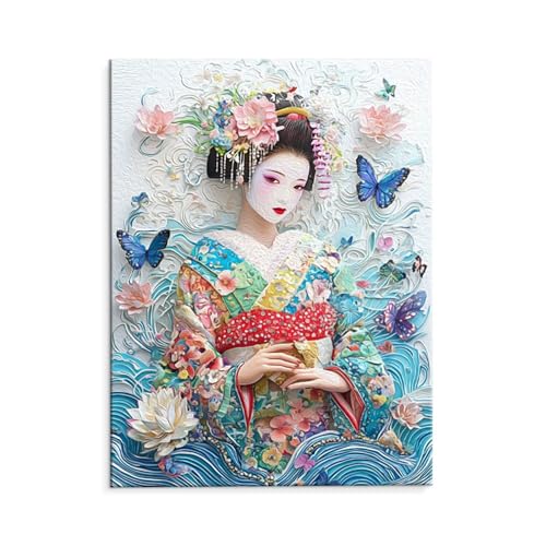 Malen Nach Zahlen Erwachsene Schöne Geisha, Malen Nach Zahlen Kits mit Pinseln und Acrylfarben, DIY Ölgemälde Set Malen Basteln Leinwand Anfänger, für Wohnzimmer Wanddeko 80 x 110 cm (ungerahmt) y-654 von QIANLUOO