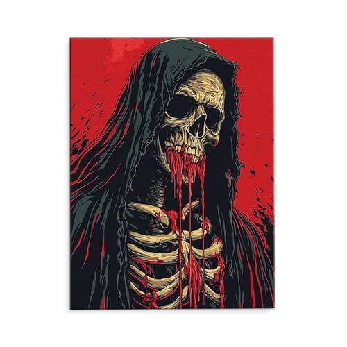 Malen Nach Zahlen Erwachsene Skelett, Malen Nach Zahlen Kits mit Pinseln und Acrylfarben, DIY Ölgemälde Set Malen Basteln Leinwand Anfänger, Als Geschenk für Wanddeko, 60 x 80 cm (ungerahmt) y-562 von QIANLUOO