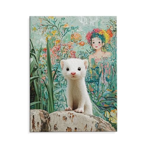 Malen Nach Zahlen Erwachsene Skunk, Malen Nach Zahlen Kits mit Pinseln und Acrylfarben, DIY Ölgemälde Set Malen Basteln Leinwand Anfänger, Als Geschenk für Wanddeko, 80 x 110 cm (ungerahmt) y-458 von QIANLUOO