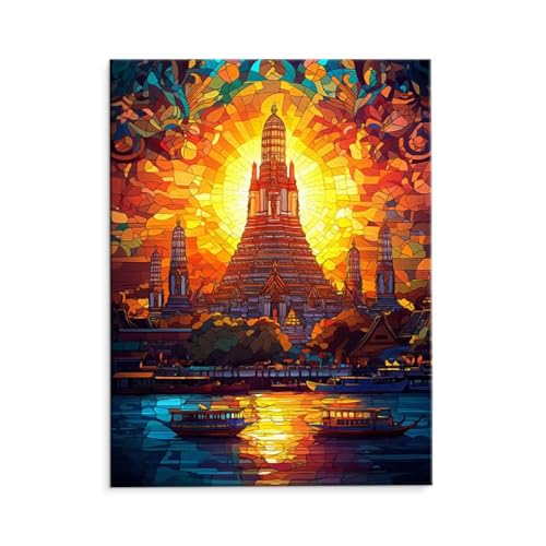 Malen Nach Zahlen Erwachsene Stadtblick, Malen Nach Zahlen Kits mit Pinseln und Acrylfarben, DIY Ölgemälde Set Malen Basteln Leinwand Anfänger, Als Geschenk für Wanddeko, 80 x 110 cm (ungerahmt) y-94 von QIANLUOO