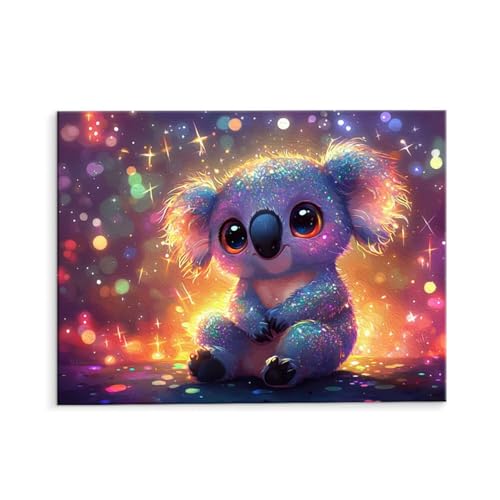 Malen Nach Zahlen Erwachsene Süße Koala, Malen Nach Zahlen Kits mit Pinseln und Acrylfarben, DIY Ölgemälde Set Malen Basteln Leinwand Anfänger, Als Geschenk für Wanddeko, 80 x 110 cm (ungerahmt) y-531 von QIANLUOO