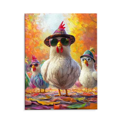 Malen Nach Zahlen Erwachsene Tier Hühnchen, Malen Nach Zahlen Kits mit Pinseln und Acrylfarben, DIY Ölgemälde Set Malen Basteln Leinwand Anfänger, für Wohnzimmer Wanddeko 70 x 90 cm (ungerahmt) y-162 von QIANLUOO