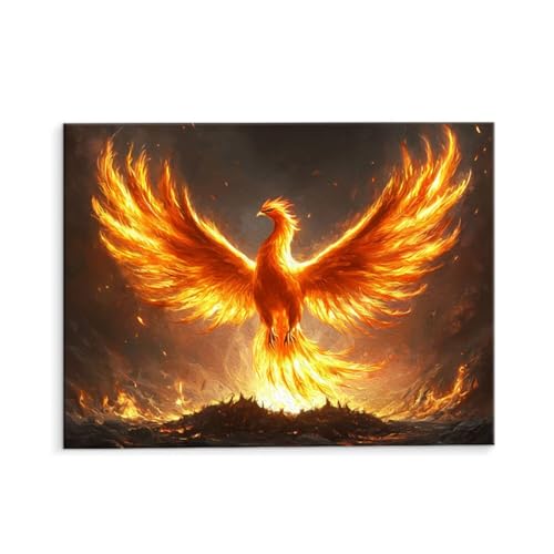 Malen Nach Zahlen Erwachsene Tiere Feuer Phoenix, Malen Nach Zahlen Kits mit Pinseln und Acrylfarben, DIY Ölgemälde Set Malen Basteln Leinwand Anfänger, für Wanddeko, 30 x 40 cm (ungerahmt) y-150 von QIANLUOO