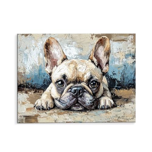 Malen Nach Zahlen Erwachsene Tiere Hunde, Malen Nach Zahlen Kits mit Pinseln und Acrylfarben, DIY Ölgemälde Set Malen Basteln Leinwand Anfänger, Als Geschenk für Wanddeko, 70 x 90 cm (ungerahmt) y-155 von QIANLUOO