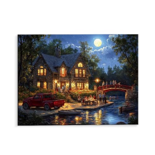 Malen Nach Zahlen Erwachsene Villa, Malen Nach Zahlen Kits mit Pinseln und Acrylfarben, DIY Ölgemälde Set Malen Basteln Leinwand Anfänger, Als Geschenk für Wanddeko, 50 x 70 cm (ungerahmt) y-42 von QIANLUOO