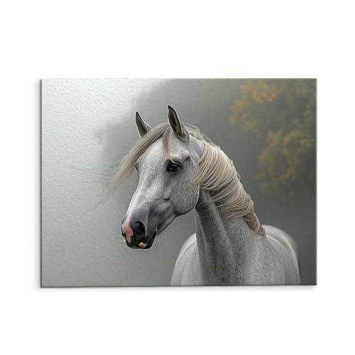 Malen Nach Zahlen Erwachsene Weißes Pferd, Malen Nach Zahlen Kits mit Pinseln und Acrylfarben, DIY Ölgemälde Set Malen Basteln Leinwand Anfänger, Als Geschenk für Wanddeko, 30 x 40 cm (ungerahmt) y-23 von QIANLUOO