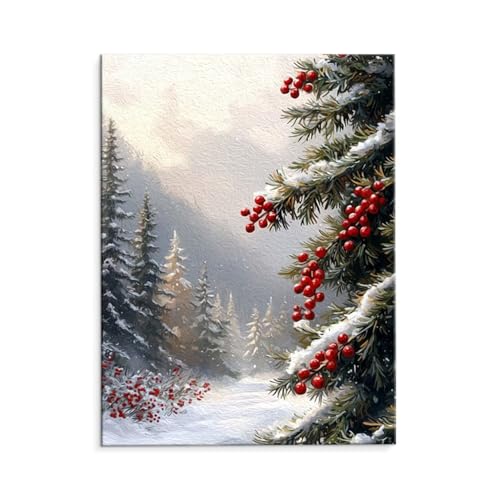 Malen Nach Zahlen Erwachsene Winter, Malen Nach Zahlen Kits mit Pinseln und Acrylfarben, DIY Ölgemälde Set Malen Basteln Leinwand Anfänger, Als Geschenk für Wanddeko, 35 x 50 cm (ungerahmt) y-142 von QIANLUOO