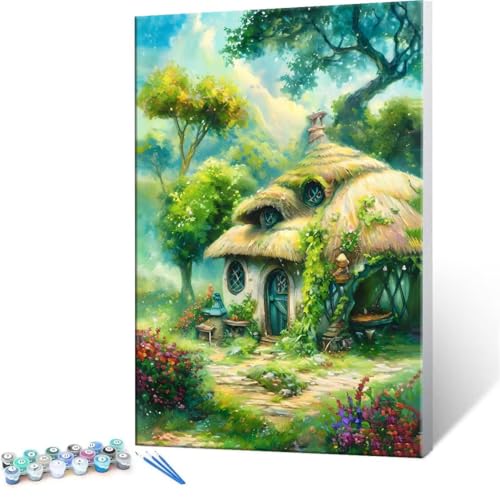 Malen Nach Zahlen Kinder ab 5 6 7 8 9 10 Jahre Mädchen, Paint by Numbers Adult Kinder Fantasy Kabine Anfänger mit Leinwand Pinseln Acrylpigment für Geschenke und Home Haus Dekorieren 30x40cm U-240 von QIANLUOO