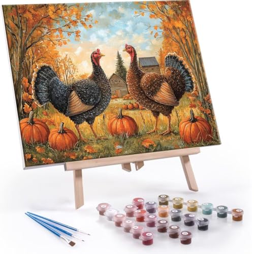 Malen nach Zahlen Erwachsene, Malen nach Zahlen Farm Huhn DIY Handgemalt Ölgemälde Kit Paint by Numbers Adult Mit 3 Pinseln und Acrylfarbe Knitterfreie Leinwand Kit - 20x30cm (Rahmenlos) Y-728 von QIANLUOO
