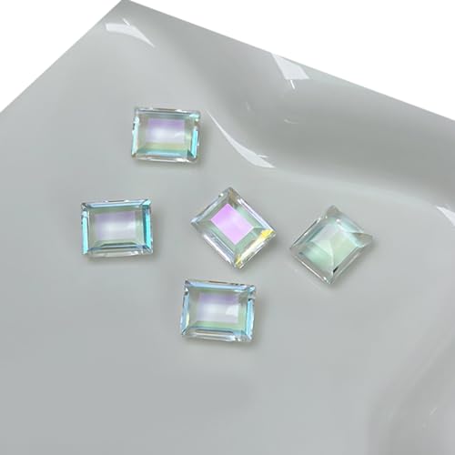 QIANQJL - 10 Stück Nagel-Strasssteine, Glassteine, rechteckige Kristallsteine, klare Nagelverzierungen für Nageldekoration für Damen von QIANQJL