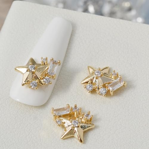 QIANQJL - Nagelanhänger mit Schleife für Nageldekoration mit Zirkonia Stern Design Strass Nagel Dekoration von QIANQJL