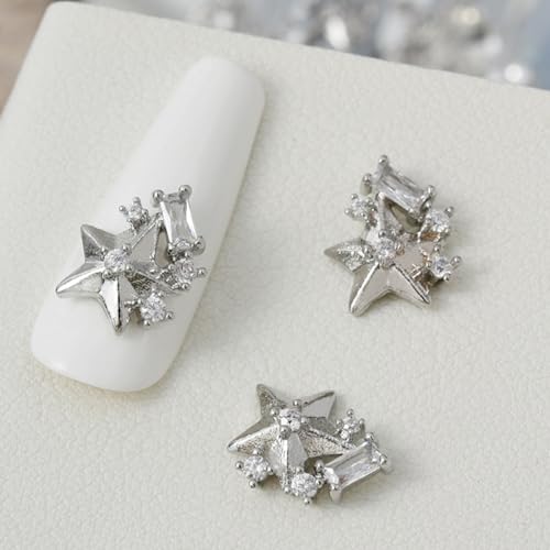 QIANQJL - Nagelanhänger mit Schleife für Nageldekoration mit Zirkonia und Stern, Strass, Nageldekoration von QIANQJL