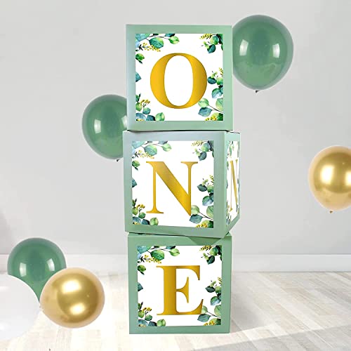 1. Geburtstag Deko Ballon Box für Mädchen Jungen, One Ballon Box mit Buchstaben ONE für Baby Shower Party, One Geburtstag Deko, Babyparty von QIFU