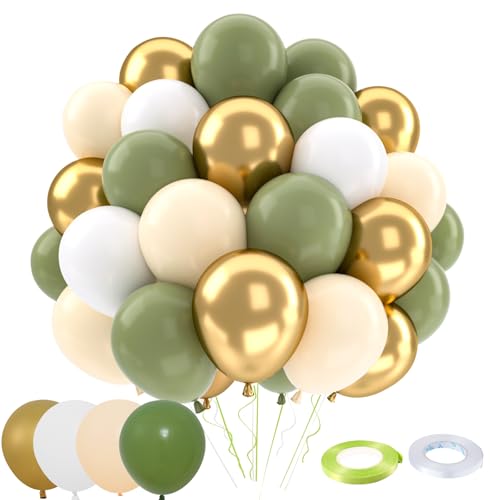 Luftballons Geburtstag Grün Gold,52 Stück Retro Grün Gold Weiss Helium Ballons Mit Bändern, Luftballons Salbeigrün Für Hochzeit Geburtstag Babyparty Baby Shower Taufe Geburtstagsdeko Grün, 12 Zoll Luftballons Geburtstag Grün Gold,52 Stück Retro Grün Gold Weiss Helium Ballons Mit Bändern, Luftballons Salbeigrün Für Hochzeit Geburtstag Babyparty Baby Shower Taufe Geburtstagsdeko Grün, 12 Zoll von QIFU