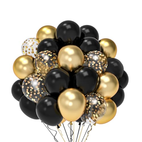 Luftballons Geburtstag Schwarz Gold, 52 Stück Helium Ballons Schwarze Goldene Konfetti Luftballons, Geburtstags Deko Schwarz Gold Ballons Für Hochzeit Abschluss Geburtstag Silvester Neujahr 2025 Deko Luftballons Geburtstag Schwarz Gold, 52 Stück Helium Ballons Schwarze Goldene Konfetti Luftballons, Geburtstags Deko Schwarz Gold Ballons Für Hochzeit Abschluss Geburtstag Silvester Neujahr 2025 Deko von QIFU