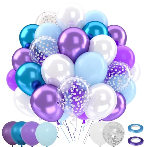 Luftballons Geburtstag Blau Lila,52 Stück Luftballons Blau Metallic Violett Helium Ballons Mit Bändern,Lila Ballons Für Hochzeit Geburtstag Mädchen Babyparty Baby Shower Geburtstagsdeko,12 Zoll Luftballons Geburtstag Blau Lila,52 Stück Luftballons Blau Metallic Violett Helium Ballons Mit Bändern,Lila Ballons Für Hochzeit Geburtstag Mädchen Babyparty Baby Shower Geburtstagsdeko,12 Zoll von QIFU