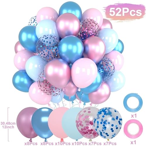 60 Stück Luftballons Rosa Blau, Macaron Blau Rosa Pink Weiß Luftballons 60 Stück Luftballons Rosa Blau, Macaron Blau Rosa Pink Weiß Luftballons von QIFU