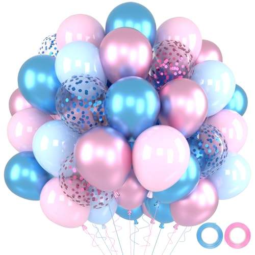Luftballons Rosa Blau, 52 Stück Luftballons Pink Macaron Blau, Metallic Helium Luftballon Hellrosa Blaue mit Konfetti Ballon für Gender Reveal Party Deko Junge Mädchen Baby Shower Geburtstag, 12 Zoll Luftballons Rosa Blau, 52 Stück Luftballons Pink Macaron Blau, Metallic Helium Luftballon Hellrosa Blaue mit Konfetti Ballon für Gender Reveal Party Deko Junge Mädchen Baby Shower Geburtstag, 12 Zoll von QIFU
